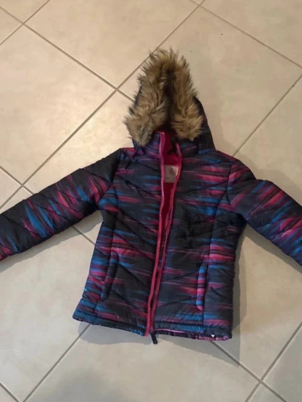 NWT $80 kohls SO girls sz 14 puff jacket hooded fur lined